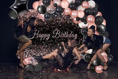103Pcs Rose Gold Black Birthday Decorations, Black Rose Gold Birthday Balloon…