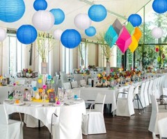 Blue Paper Lanterns 12 Pcs Assorted size of 6″ 8″ 10″ 12″ Chinese Round