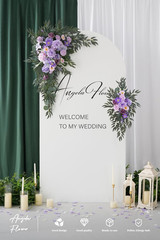 Deluxe Wedding Arch Flowers & Drapes Kit – Purple Sage Silk Arrangements