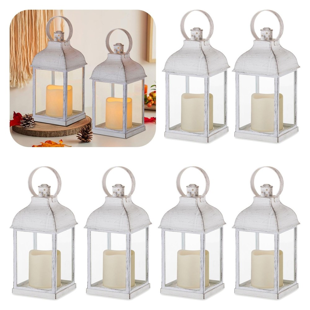 White Lanterns Decorative Indooor for Wedding: 6 Pcs Farmhouse Candle Lantern…