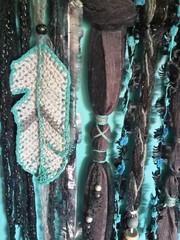 X Large 136cm heart dreamcatcher wall hanging teal black wedding decor blue grey