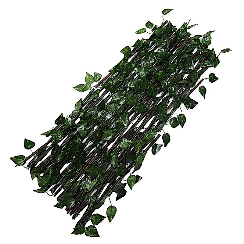 Green 17x 95″ Expandable Lattice Fence Wood Backdrop Panel Silk Ivy Leaves Party