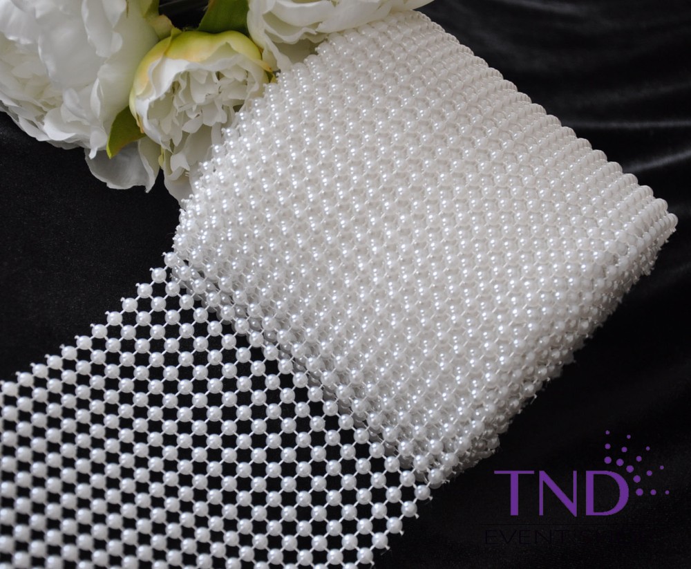 6MM PEARL MESH WRAP ROLL FLAT BACK PEARL TRIMMING RIBBON – 18 ROWS
