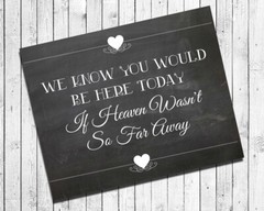 Wedding Decor MEMORIAL Print, Rustic Look If Heaven Wasn’t So Far 8×10 CARDSTOCK