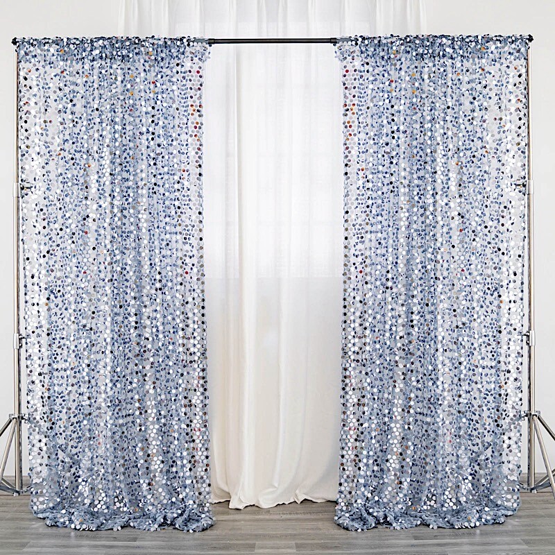 DUSTY BLUE 8×8 ft Big Payette Sequined BACKDROP CURTAIN Party Events Decorations