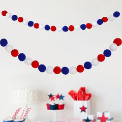 2m Plush Ball Garland Red White Blue for Celebration Day Festive Party Setup