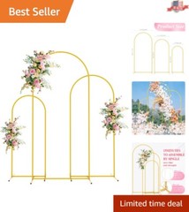 Durable Gold Metal Arch Backdrop Stand Set – 3 Sizes for Weddings & Celebrations