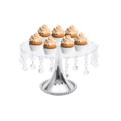 4-Piece Silver Round Cake Stand Set Detachable Metal Dessert Display