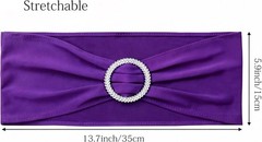Bulk 100 Purple Spandex Chair Sashes, Reusable Wedding Party Bands, Stretch F…