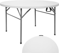 4FT Round Table, Round Folding Table 48 inch, Bifold Round Table, Plastic Din…