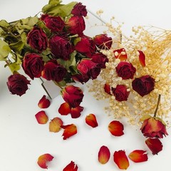 Toot Natural Dried Flowers Bouquet, 10 Pcs Red Dried Roses Bouquet for