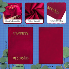 12 Pieces Velvet Reserved Chair Signs for Weddings – Gold Foil Church Pew Seatin