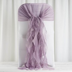Amethyst Premium Curly Chiffon CHAIRS Covers Cap SASHES Bows Ties Wedding