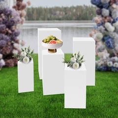 5 Pack Modern Square Cake Pedestal Stands Iron White For Cake Shops Weddings