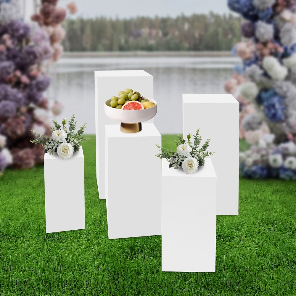 Square Display Stands For Party-set Of 5 White Cake Pedestal Stand Decoration