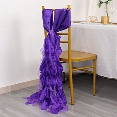 5 PURPLE Curly Willow Chiffon Satin CHAIR SASHES Party Event Decorations
