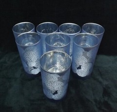 Wedding Decor- Vase / Candle Holder – Frosted Floral Periwinkle Blue