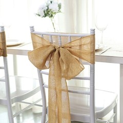 5 pcs GOLD 6″ x 108″ Faux Burlap Chair Sashes Wedding Decorations