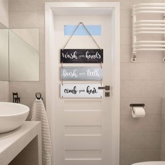 Jetec Farmhouse Bathroom Wall Decor Bath Rules Wall Art Sign Family Hanging F…