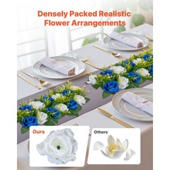 Uimoso Artificial Flower Balls for Wedding Decor Blue and White Set of 10