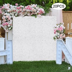 20Pcs Flower Panel White Artificial Flower Wall Panel Flower Backdrop Wall Decor