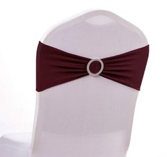 100 Spandex Stretch Chair Cover Sashes Bows Wedding Party (Burgundy) ~FREE SHIP