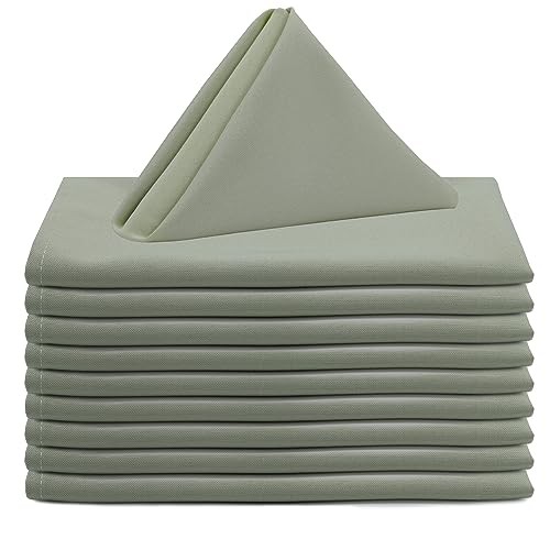 – 20 x 20 Inch (Pack of 10) Cloth Polyester Napkins – Washable Dinner Sage