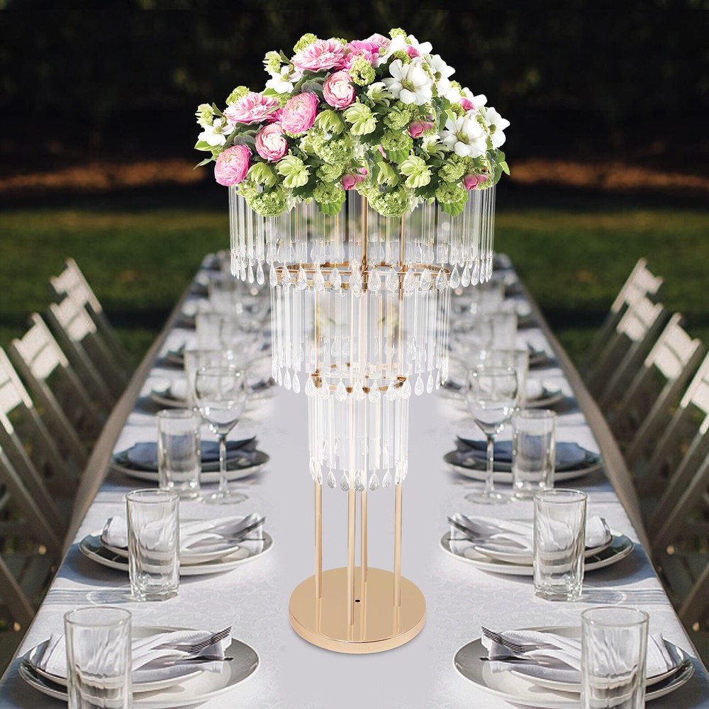 Gold Iron+Acrylic Flower Stand for Wedding Centerpieces Wedding Flower Stand
