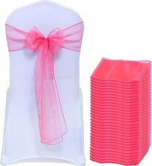 Reusable Coral Organza Chair Sashes – 25 Perfect for Weddings & Showers