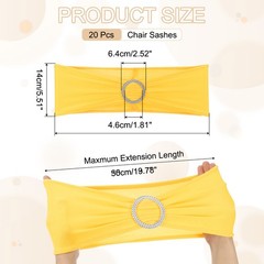 20 Pack Chair Sashes Stretch Chair Cover Band Bows Cover Band Bright Yellow