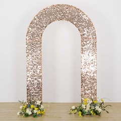 8ft BLUSH Fitted Big Payette Sequin Open Arch Double Sided STAND COVER Party
