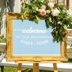 2 Pieces Wedding Mirror Decal 20 x 11 Vinyl Welcome to Our Wedding Sign Custo…