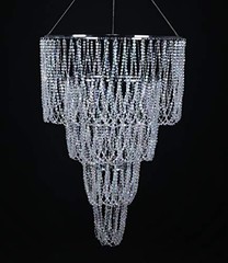4 Tiers Large Wedding Chandelier, Faux Crystal Iridescent Beaded 24″W x 36″H