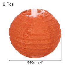 6pcs 4 Inch Folding Hanging Paper Lanterns Small Lampshade Orange