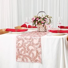 Sequin Table Runners 5 Pieces Table Runners 12″x72″ – 5pcs Rose Gold Flower