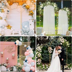 Set of 2 Arch Backdrop Stand Metal Wedding Arch Stand Frame 7.2&6FT Party Decor