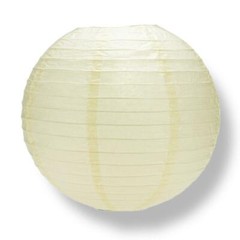 16″ Ivory Round Paper Lantern, Even Ribbing, Hanging Decoration