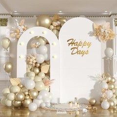 White Arch Backdrop Stand with Lights, Balloon Arch Frame Party Decoration |