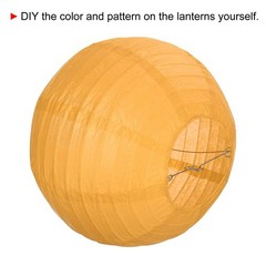 6pcs 8 Inch Folding Hanging Paper Lanterns Medium Lampshade Yellow