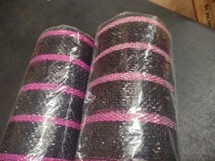 2 Rolls Deco Mesh, 21″ Craig Bachman Quality, 30′ Hot/Light Pink Stripe on Black