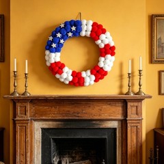 Ball Wreath in Red Blue White for Independence Day For Home Party Decor