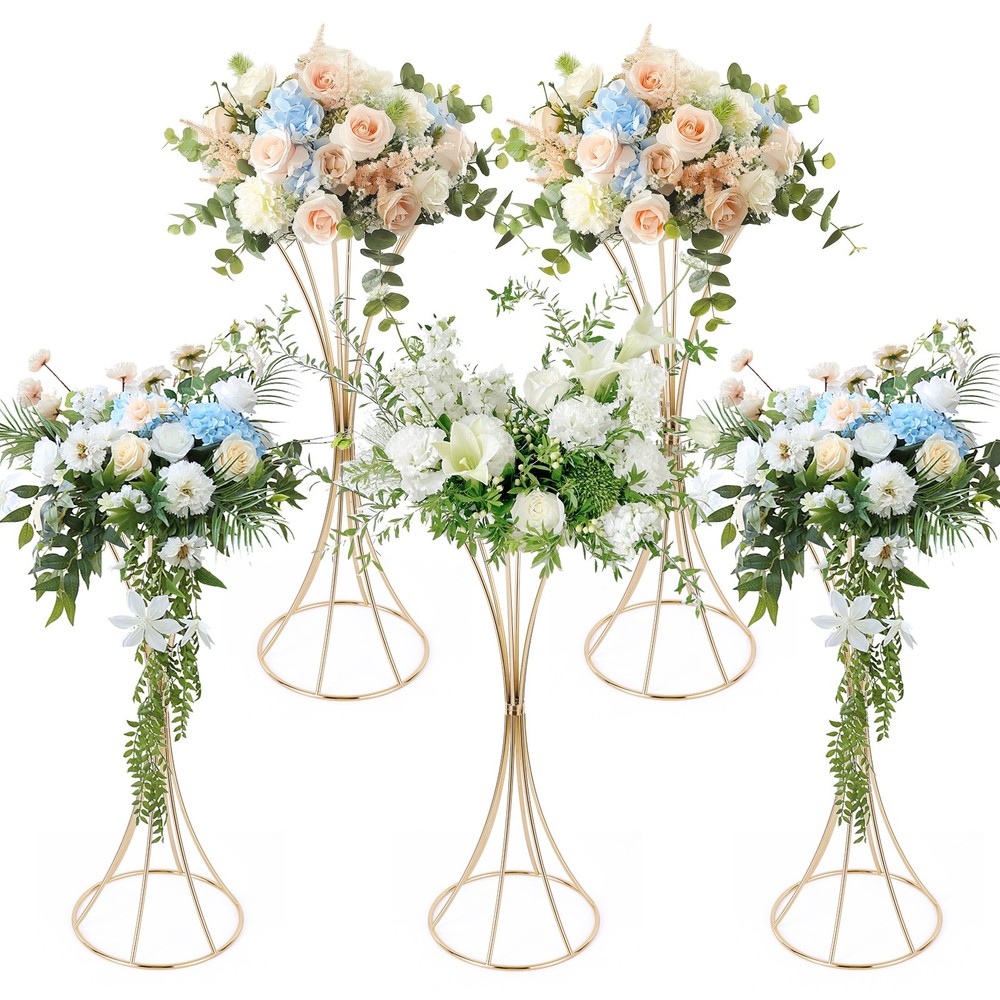 5/10Pcs Gold Metal Flower Stand 20″ Wedding Table Centerpiece Vase Holder Decor