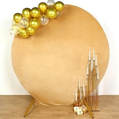 CHAMPAGNE 7.5 ft Velvet Round Backdrop STAND COVER Wedding Party Decorations