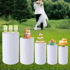 Cylinder Stands For Party-set Of 5 White Cylinder Pedestal Stand Decoration