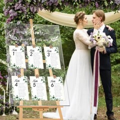 Wedding Seating Chart Board Display, 24×18 Inch Welcome Please Find Your Seat…