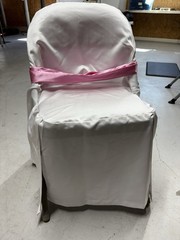 Set Of 10 Custommade Satin SlipCovers For Padded Folding Chairs Pink Black Bows