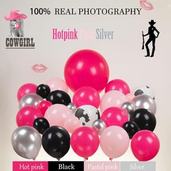Cowgirl Hot Pink party decoration with Silver Disco Star Foil balloons lets g…