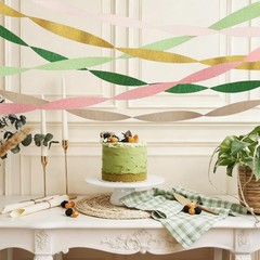 Crepe Paper Streamers Party Decorations – 6 Rolls Grass Green Gold Pink Olive…