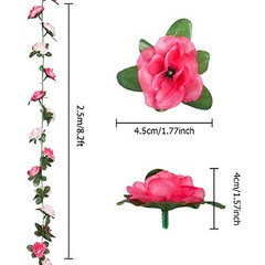 8Pcs 66FT Pink Flower Garland, Blue and White Artificial Rose Pink&blue-8pcs