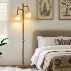 Rustic Floor Lamp for Living Room – Newly Upgraded Heavy-Duty Resin Base Farm…